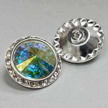 C-0726  Rondel Button with Crystal AB Rhinestone Center, 25mm